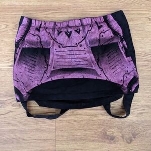 Black with purple glitter bondage strap lip service skirt L